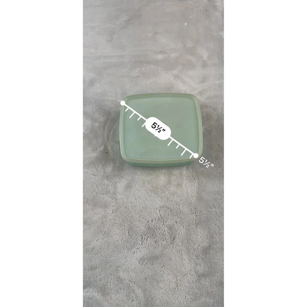 Vintage Tupperware Seafoam Green Square Bowl with Lid 511-7 Made in USA 5.5 Inch